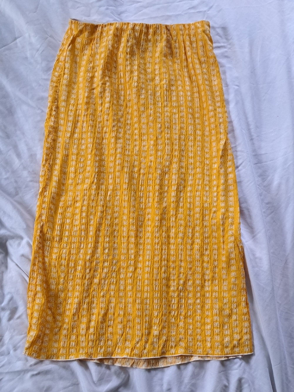 Urban Outfitters Luna Yellow Butterfly Print Textured Crinkle Gauze Midi Skirt